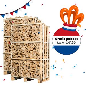 2 hele pallets haardhout naar keuze + gratis Koningsdagpakket t.w.v. €61,50