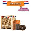 Halve pallet haardhout naar keuze + 2 zakken aanmaakhout, houtskoolbriketten of oranje feestverlichting