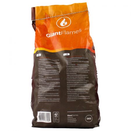 70 x 5kg Giant Flames houtskool briketten Achteraanzicht