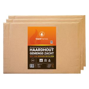 64 dozen Giant Flames Haardhout gemengd zacht berken / elzen mix Vooraanzicht